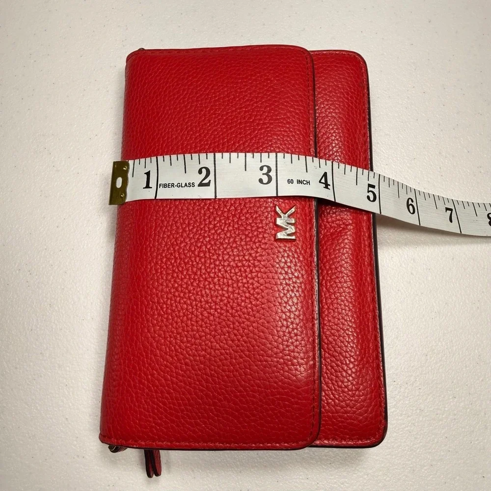 Michael Kors Adele Red Pebbled Leather Smartphone Wallet Wristlet Clutch